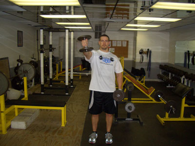 front raises with dumbbells palms in