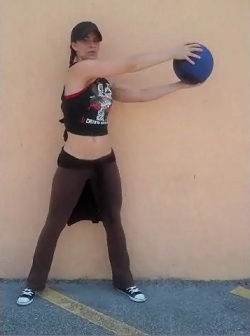Medicine Ball Standing Russian Twists Start Position