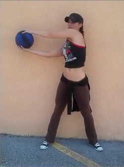Medicine Ball Standing Russian Twists Finish Position