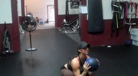 Medicine Ball Squat Jumps Start Position