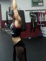 Medicine Ball Standing Triceps Extension Exercise Video Example