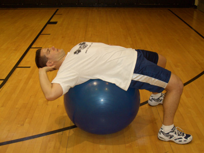 exercise ball oblique crunch