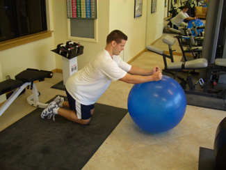 exercise ball pullover row