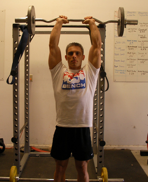 Standing EZ-Bar French Press Exercise Triceps Dips