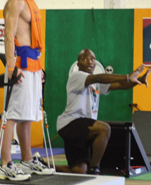 Daimond Dixon coaching athletes in football, soccer, basketball, baseball and MMA