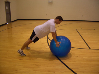 exercise ball chest hold