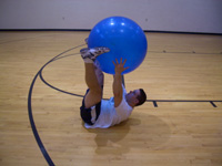 crunch reach pass - exercise ball