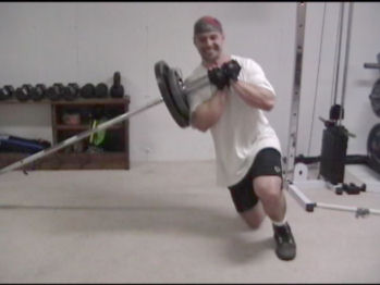 Sideways Barbell End Lunges